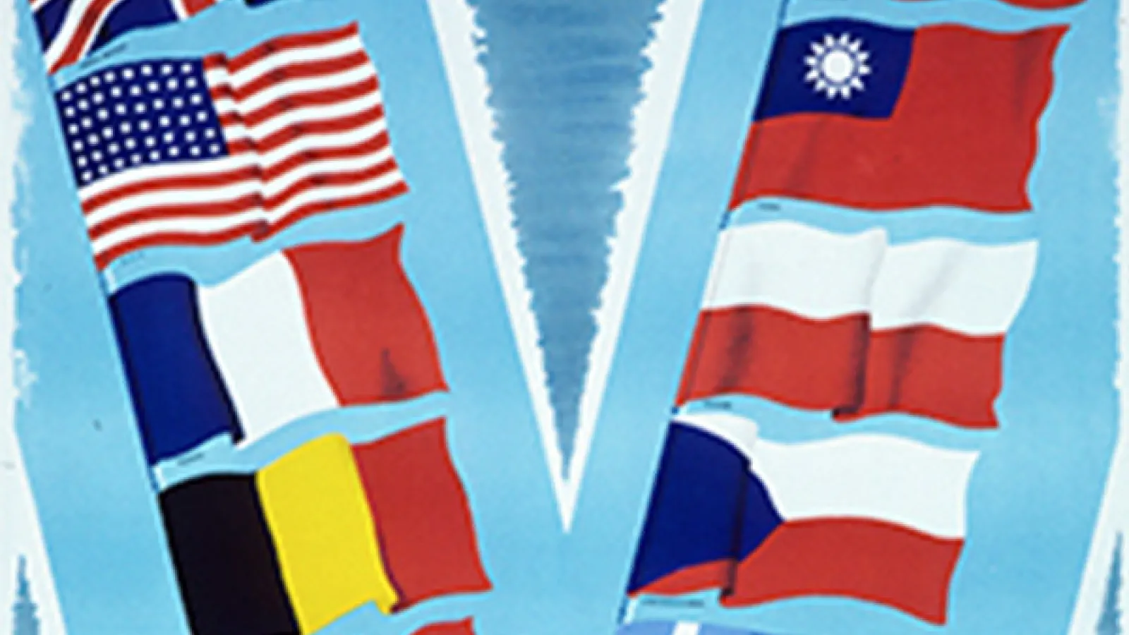 flags in shape of v