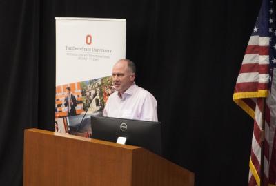 Andrew Preston at the podium during Rethinking American Grand Strategy