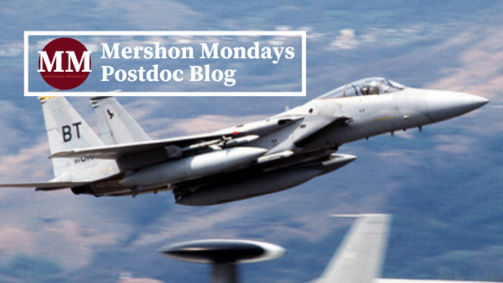 Mershon Monday logo over image of US fighter jet in Serbia