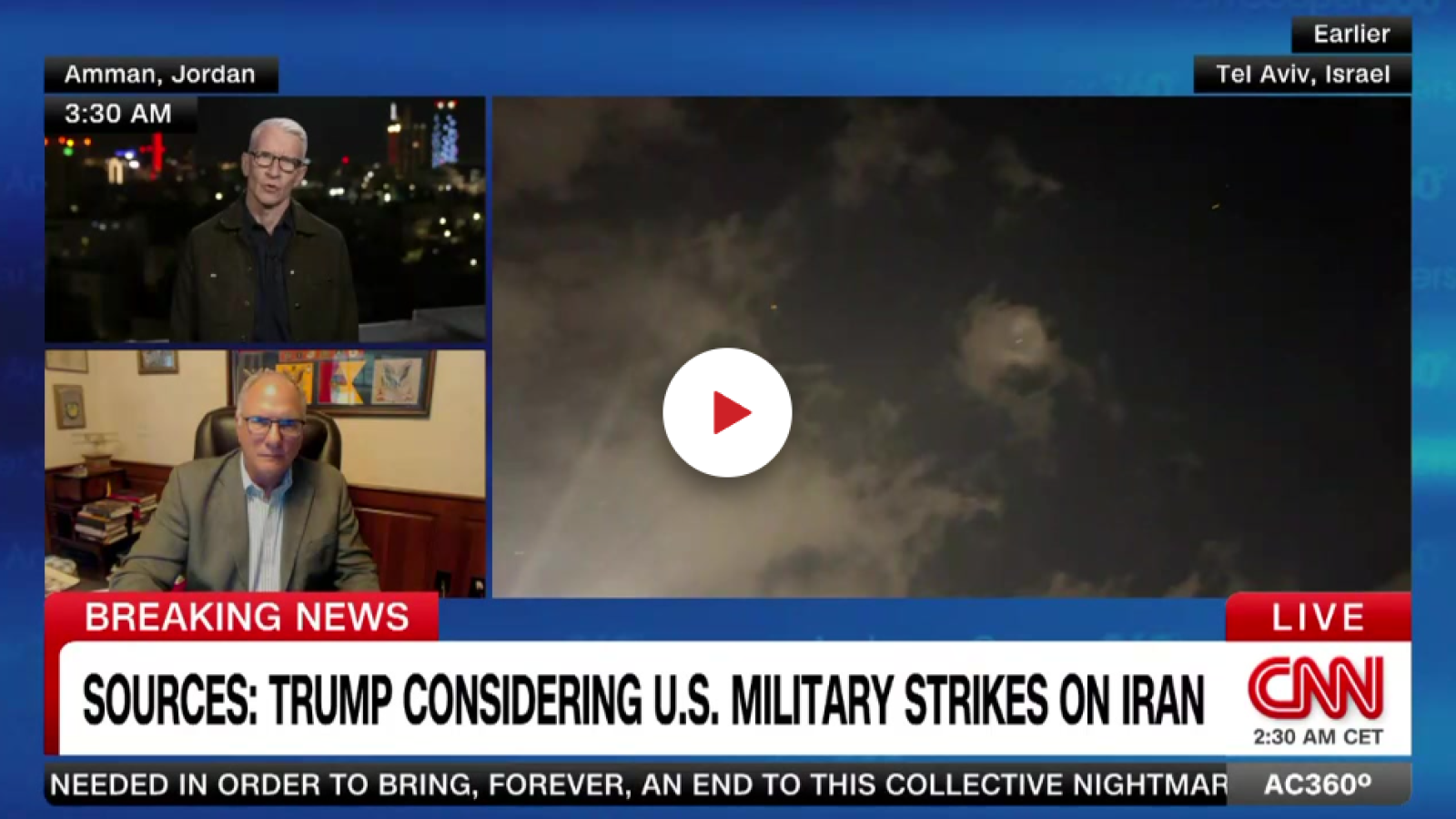 Anderson Cooper and Peter Mansoor on air on CNN