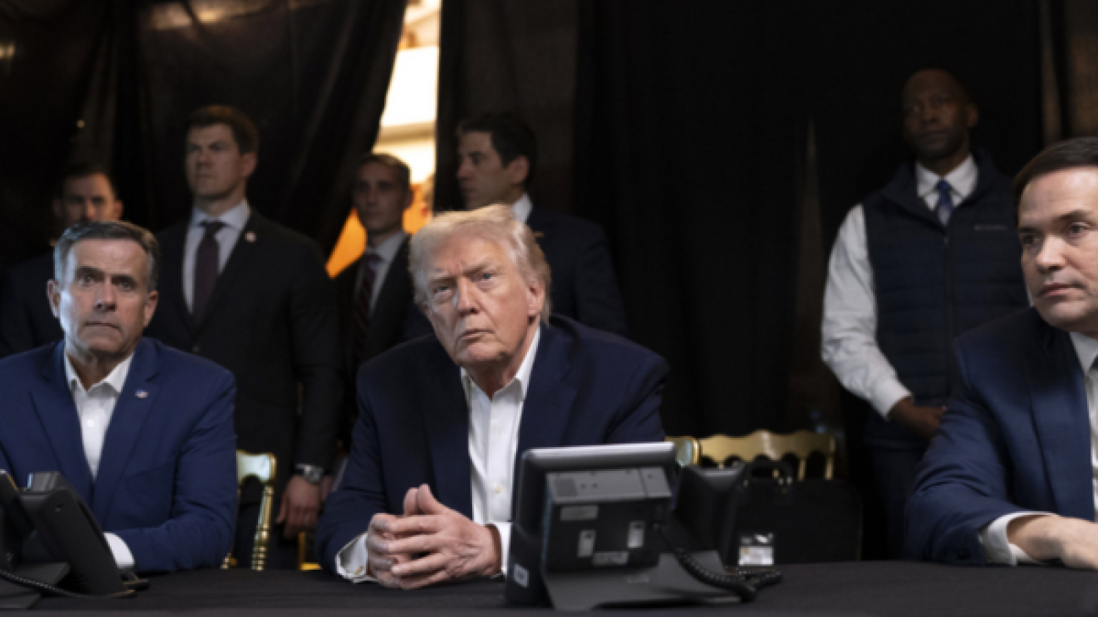 U.S. President Donald Trump, CIA Director John Ratcliffe (L) and Secretary of State Marco Rubio monitor U.S. military operations in Venezuela, from Trump's Mar-a-Lago Club on January 3, 2026 in Palm Beach, Florida.