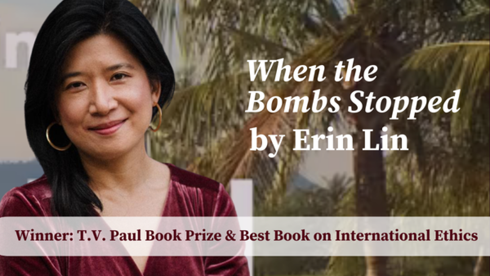 Erin Lin with palm tree in background